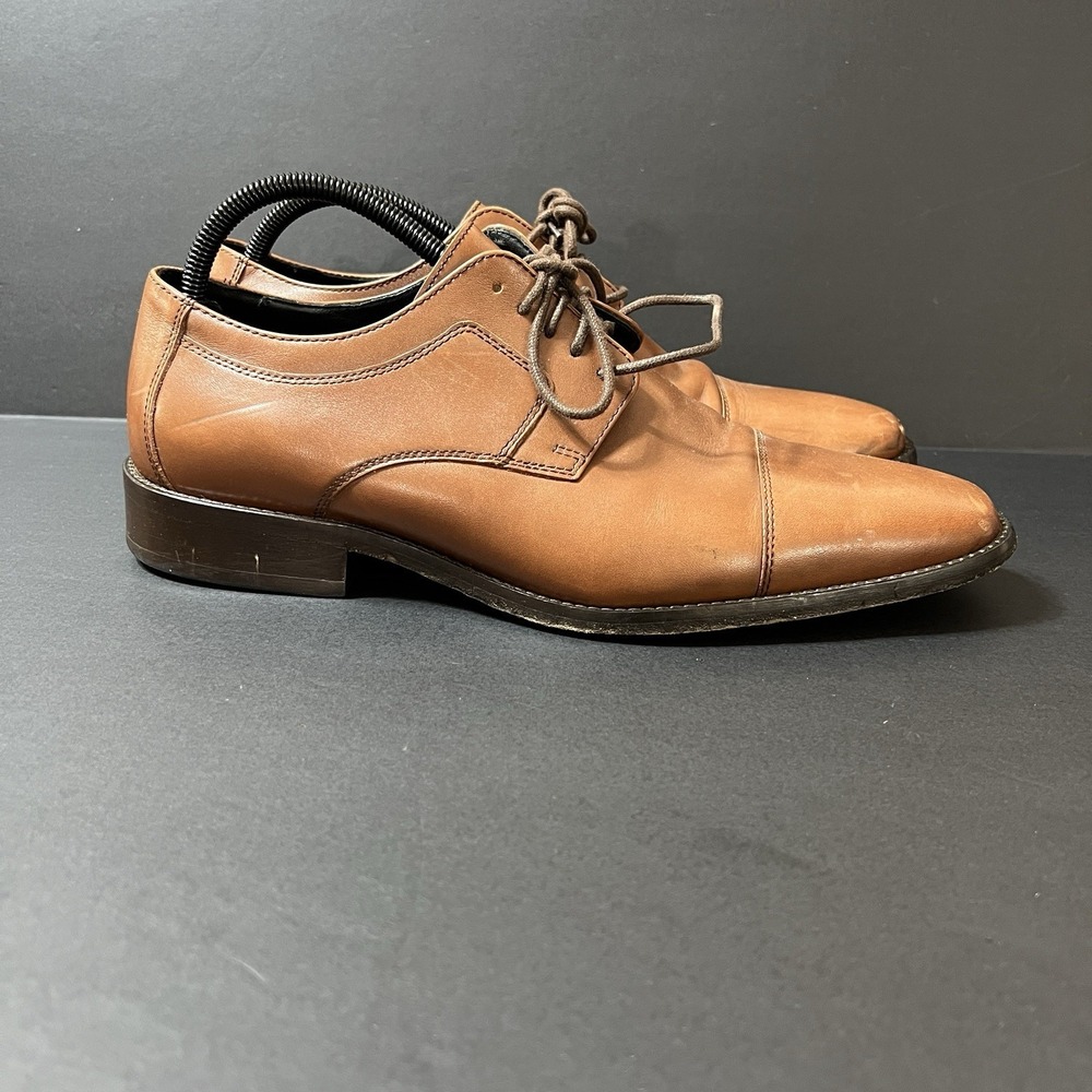 Johnston & Murphy Dress Shoes Novick Cap Oxford Brown Men's Size 10.5